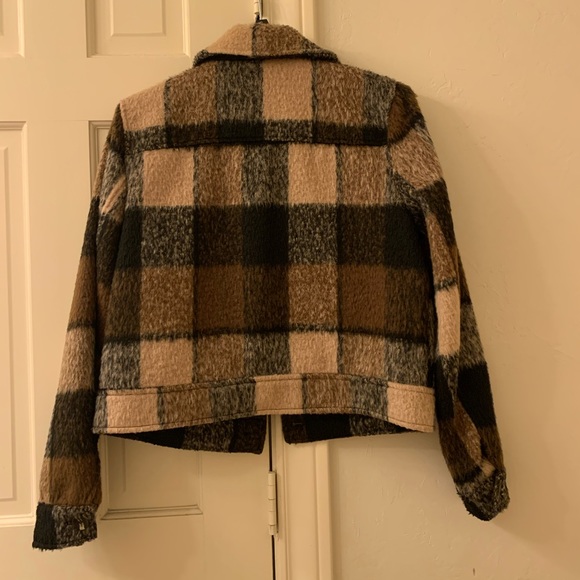 CoffeeShop Plaid Jacket - Brown, Black, Cream - Picture 2 of 3